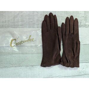 Vintage Brown Crescendoe Womens Gloves Scalloped Wrist Made In West Germany Size